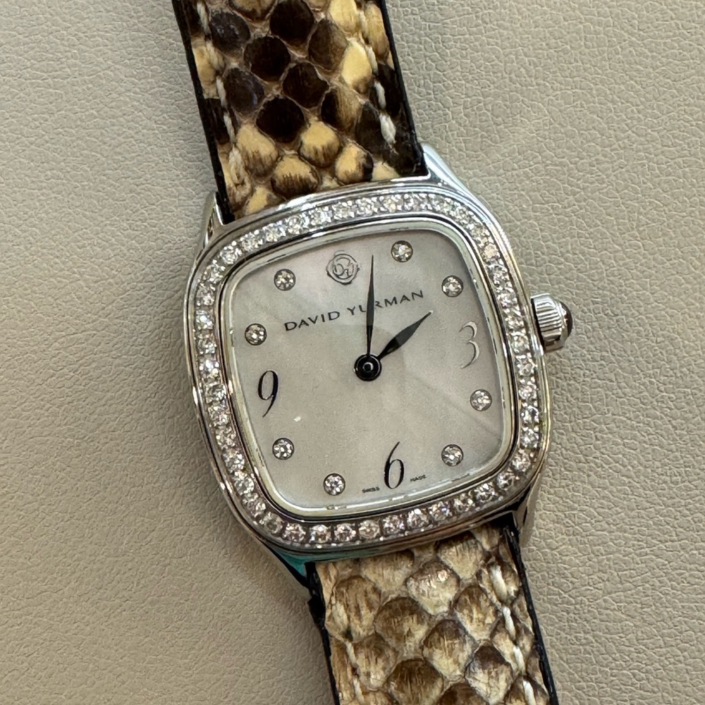 David Yurman Watch w/Snakeskin Pattern leather band